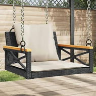 Detailed information about the product Swing Bench with Cushions Black 63x62x40 cm Poly Rattan
