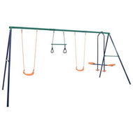 Detailed information about the product Swing Set With Gymnastic Rings And 4 Seats Steel