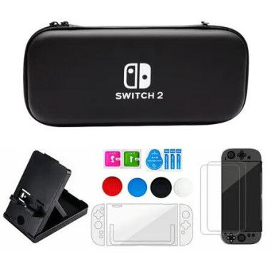 Switch2 Case Set Crystal Shell Protector Stand Tempered Glass Flim Accessories easy Installation Anti-Scratch Touch Sensitive Christmas Gift COL White