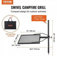 Detailed information about the product Swivel Campfire Grill Fire Pit Grill Grate over Fire Pits Heavy Duty Steel Grill Grates 360 degree Adjustable Open Fire Outdoor Cooking Equipment Portable