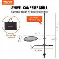 Detailed information about the product Swivel Campfire Grill Heavy Duty Steel Open Fire Cooking Grate Adjustable