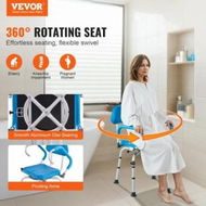 Detailed information about the product Swivel Shower Chair 360 Degree Adjustable Shower Seat with Pivoting Arms & Padded Bath Seat for Inside Shower or Tub Non-Slip Rotating Bathtub Chair