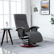 Detailed information about the product Swivel TV Armchair Grey Faux Leather