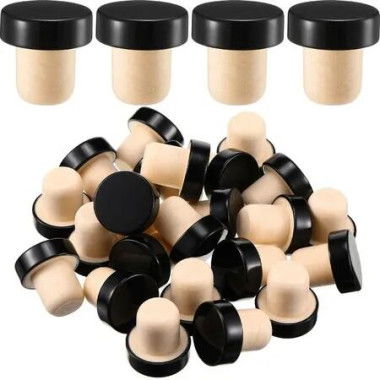 T Shaped Stopper Cork Wine Bottle Stoppers Reusable Wine Sealing Plug for Beer Bottles DIY Craft (Black,24 Pieces)