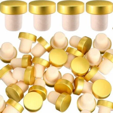 T Shaped Stopper Cork Wine Bottle Stoppers Reusable Wine Sealing Plug for Beer Bottles DIY Craft (Gold,24 Pieces)