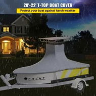 Detailed information about the product T-Top Boat Cover, Fit for 20'-22' Boat, Heavy Duty 600D Marine Grade Oxford Hard Top Cover, UV Resistant Waterproof Center Console Boat Cover with 2 Support Poles and 7Â Wind-Proof Straps, Gray