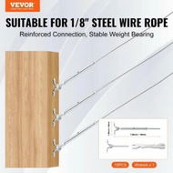 Detailed information about the product T316 Stainless Steel Adjustable Angle 3.2mm Cable Railing Kit/Hardware for Wood Postï¼ŒMarine Grade for 3.2mmWire Rope,0-180-Degree Angle & Easy Installation, Silver (10 Pack)