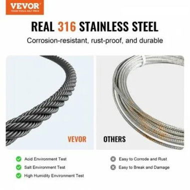 T316 Stainless Steel Cable 3.18mm 7x7 Steel Wire Rope 152.4m Cable Railing