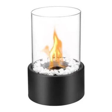 Table Fireplace Table Fire with Decorative Stones, Stainless Steel Bioethanol Table Fireplace Indoor Outdoor Table Fireplace for Living Room Balcony, Smokeless and Odourless