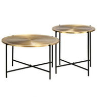 Detailed information about the product Table Set 2 Pieces Brass-covered MDF