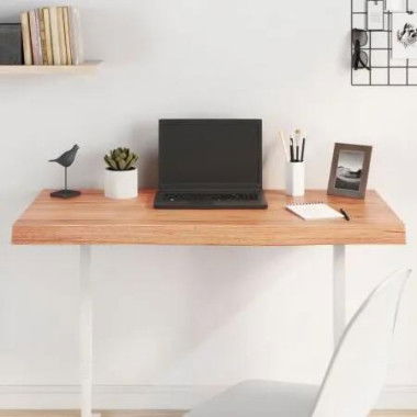 Table Top Light Brown 100x50x6 cm Treated Solid Wood Oak