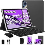 Detailed information about the product Tablet Android 14 10 Inch Octa Core 22GB RAM 128GB ROM 1TB Expandable 8000mAh Battery HD Screen Keyboard Mouse Grey