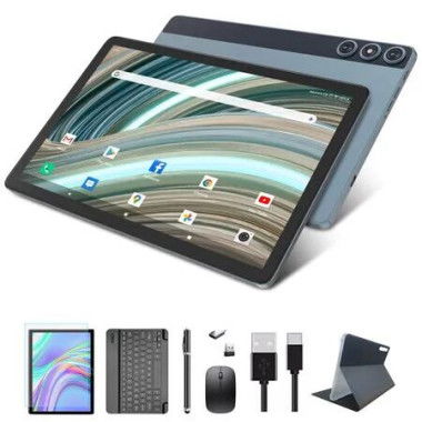 Tablet Android 14 Octa Core 10 Inch Dual 4G Cellular 128GB ROM 14GB RAM 512GB Expandable 13MP 8MP Camera Bluetooth GPS 5G WiFi HD Display Blue
