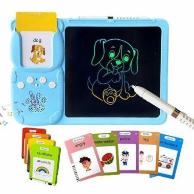 Talking Flash Cards With Writing Tablet,LCD Writing Tablet 510 Sight Words Doodle Drawing Tablet,Learn Educational Toy Color Blue