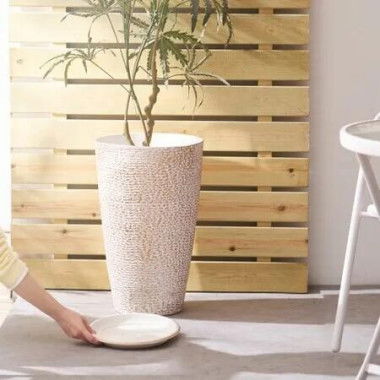 Tall Planter Set of 2 Round Tapered Plant Pots 53 cm for Outdoor Indoor