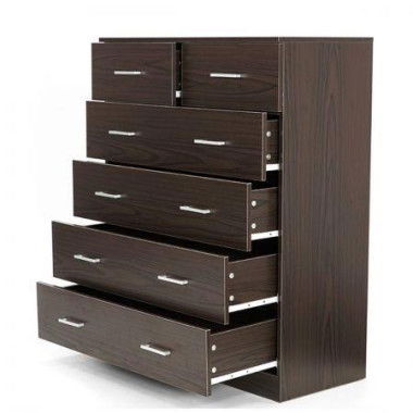 Tallboy Dresser 6 Chest Of Drawers Cabinet 85 X 39.5 X 105 Cm - Brown