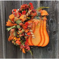 Detailed information about the product Thanksgiving Orange Pumpkin Wreath Autumn Harvest Door Hanging Wreath