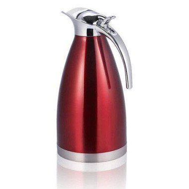 Thermal Carafe Stainless Steel Coffee Teapot Double Wall Vacuum Insulated Hot Water Bottle (2L - Red)