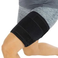 Detailed information about the product Thigh Brace Hamstring Quad Wrap Compression Sleeve Adjustable Support Pulled Groin Muscle Sprains Tendinitis Workouts Sciatica Sports Recovery Men Women Black