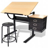 Detailed information about the product Three Drawers Drawing Table With Stool