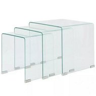 Detailed information about the product Three Piece Nesting Table Set Tempered Glass Clear