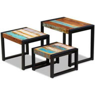 Detailed information about the product Three Piece Nesting Tables Solid Reclaimed Wood