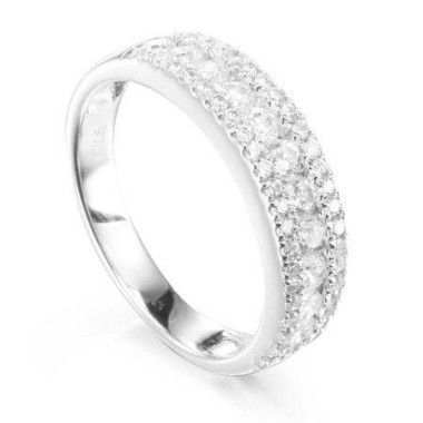 Three-Row Cubic Stone Wedding & Eternity Ring