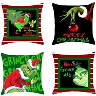 Detailed information about the product Throw Pillow Case Christmas Covers Grinch Decoration 4Pcs 45x45cm Winter Xmas Farmhouse Cotton Linen Holiday Home Comfortable