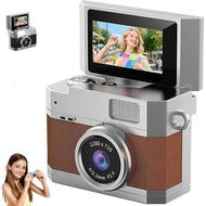 Detailed information about the product Thumb-Sized Flip Screen Mini Camera, Digital Retro CCD Portable with 32GB Memory Card, 180 Degree Flip Selfie Screen for Kids and Beginners (Brown)