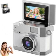 Detailed information about the product Thumb-Sized Flip Screen Mini Camera, Digital Retro CCD Portable with 32GB Memory Card, 180 Degree Flip Selfie Screen for Kids and Beginners (White)