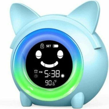 Time To Wake Alarm Clock For Kids/Childrens Sleep Trainer/Kids Wake Up Light/Sleep Sound Machine/Colorful Night Light/Indoor Thermometer/NAP Timer.