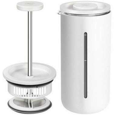 TIMEMORE Travel French Press Coffee Maker Heat Resistant Borosilicate Glass French Press With Stainless Steel Filter Portable Coffee & Tea Maker For Camping/Office 15oz - White