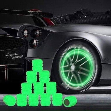 Tire Valve Stem Caps For Car 12PCS Noctilucous Tire Air Caps Cover Illuminated Auto Wheel Valve Stem Cap Newly Upgraded Diamond Luminous (Green)