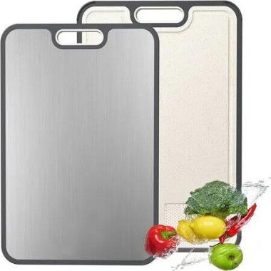 Titanium Cutting Board Double Sided,Pure Titanium Cutting Boards for Kitchen Double Sided Food Grade, Pure titanium and Wheat Straw PP, Non-Stick Durable