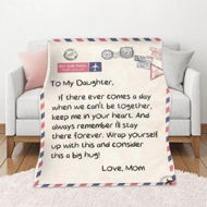 Detailed information about the product To My Daughter Letter Printed Quilts Dad Mom For Daughters Air Mail Blanket Positive Encourage And Love Daughters Flannel Blanket Gifts (50x60 In)