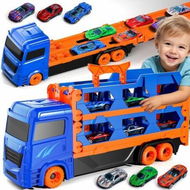 Detailed information about the product Toddler Toys for Age3+ Boys,Die-Cast Transport Truck Car Toys 61Inch Race Track for Boys Kids,Toddler Car Toys Set for Kids Boys Girls