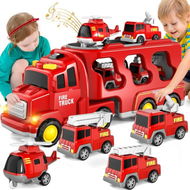 Detailed information about the product Toddler Truck Toys For Boys Age 3+ - 5 In 1 Fire Car Truck For Girls 3+ Years Old - Christmas Birthday Gift Car Sets With Light Sound (FIRE TRUCKS)