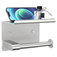 Detailed information about the product Toilet Paper Holder with Shelf, Fits Mega Rolls, Rustproof Stainless Steel, Self Adhesive Wall Mount Toilet Paper Roll Holder, Silver