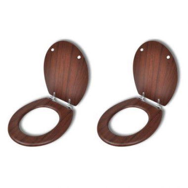 Toilet Seats With Hard Close Lids 2 Pcs MDF Brown