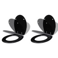 Detailed information about the product Toilet Seats with Soft Close Lids 2 pcs MDF Black