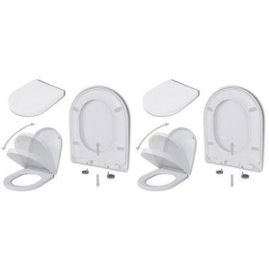 Toilet Seats With Soft Close Lids 2 Pcs Plastic White