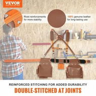 Detailed information about the product Tool Belt with Suspenders 19 Pockets 29-54 inches Adjustable Waist Size Tool Belts for Men Genuine Leather Heavy Duty Carpenter Tool Pouch Brown