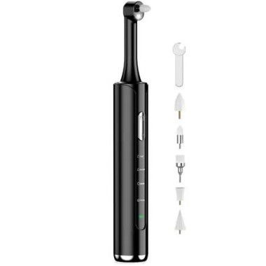 Tooth Polisher,Rechargeable Teeth Polisher with 5 Brush Heads,4 Speed Modes,Tooth Whitening Kit,3 Polish Pastes,IPX6 Waterproof Teeth Cleaning Tools,Black