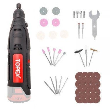 TOPEX 12V Cordless Rotary Tool Speed 5000-25000rpm Carving Tool Set Grinding Tool Kit Not Include Battery