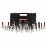Detailed information about the product Torx Bit Socket Set 34-Piece Solid Star and Tamper Proof T6-T70 S2 Alloy Steel