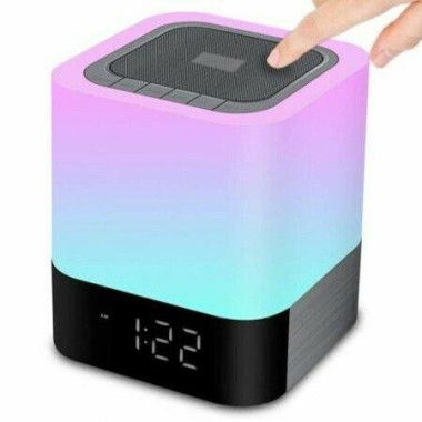 Touch Sensor Bedside Lamp Dimmable Warm Light Alarm Clock MP3 Player USB AUX Best Gift For Kids Party Outdoor BedroomCamping