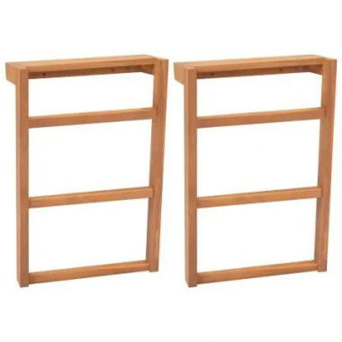 Towel Racks 2 pcs Solid Teak Wood