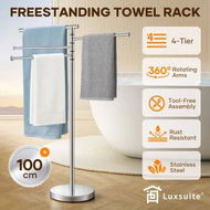 Detailed information about the product Towel Rail Drying Rack 4 Tier Free Standing Stainless Steel Shower Washcloth Holder Hanger Storage Rotating Hanging Bars for Bathroom Restroom Kitchen