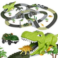 Detailed information about the product Toys Race Track 281 Pcs Train Setwith 4 Dinos Figures,2 Electric Race Cars with Light for Kids