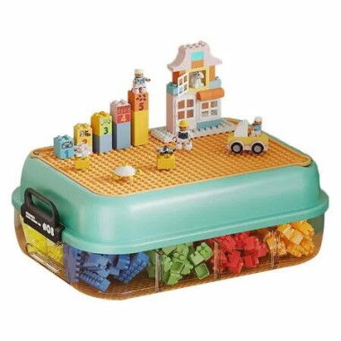 Toys Storage Organizer Bins,Plastic Storage for Box Stackable Toys Organizer,Building Block Storage,Box Storage Container (Green 1 Layer)